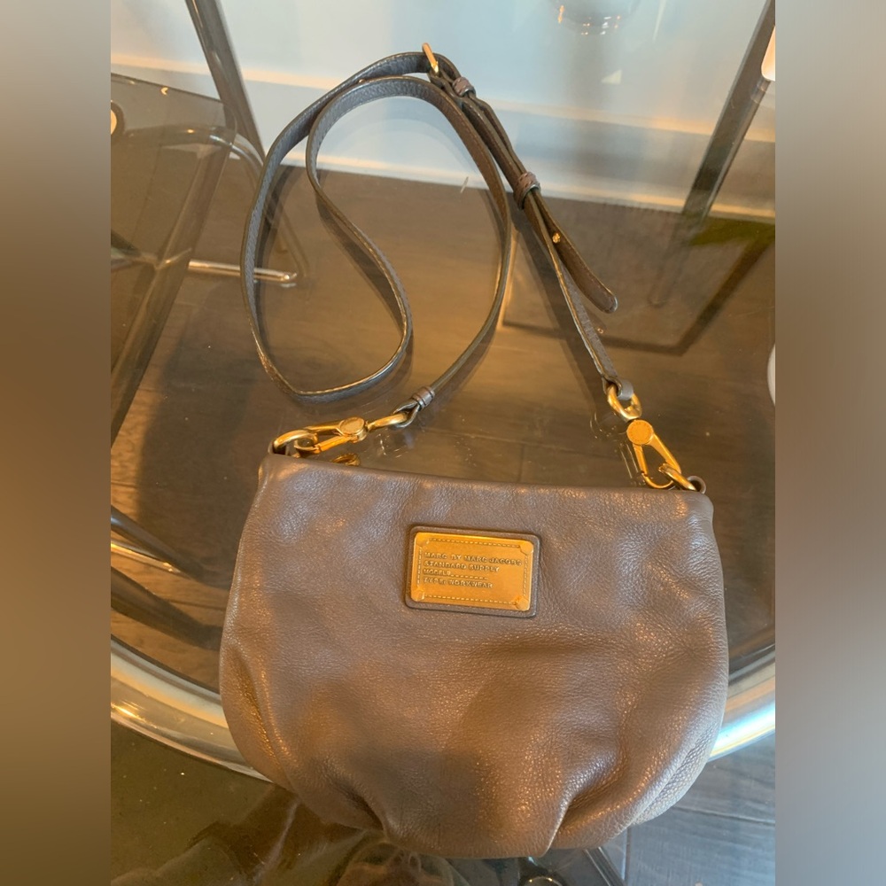 Marc Jacobs Gray Pebble Leather Gold-tone Hardware Crossbody Bag